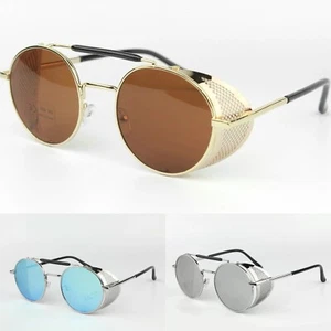 Runde Cyberbrille Blinder Steampunk Sonnenbrille Vintage Retro UV400 Schutz - Bild 1 von 5
