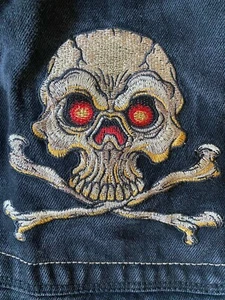 Vtg JNCO Big Pocket SKULL BLK Jeans 32x30 90s Y2K Baggy Wide Leg Skater M1918D5C - Picture 1 of 13