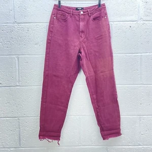 MISSGUIDED PETITE BURGUNDY CORDUROY TROUSES MOM STRAIGHT LEG JEANS Y2K UK 10 - Picture 1 of 4