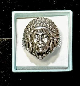 Stainless Steel Native American Chief Ring 13 #. 229 - Picture 1 of 3