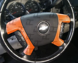 (07-13) Silverado Tahoe FULL ORANGE Carbon Fiber Steering Wheel Spoke Decal Kit - Bild 1 von 2
