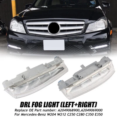 Pair Front DRL Fog Lights Lamp For Mercedes-Benz W204 W212 C250 C280 C350 E350 - Imagem 1 de 4