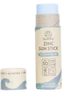 Suntribe All Natural Zinc Sun Stick • Ocean Blue • SPF 30 UVA UVB • Vegan • 30g - Picture 1 of 1