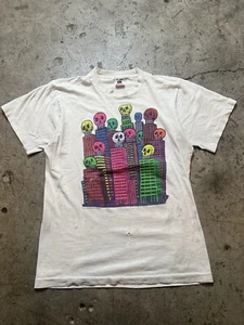 Vintage 1989 Coporate Heads Carl Smool White T-Shirt Size M 80s 90s Seattle - Picture 1 of 8