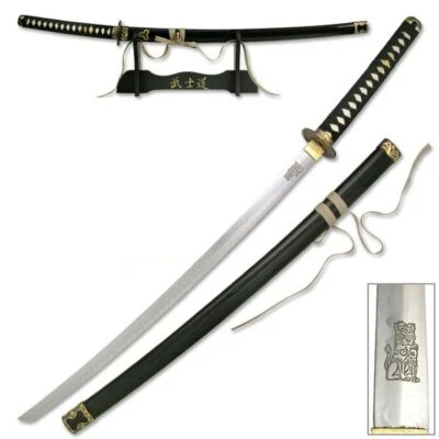 KNIFEKING Kill Bill Bride's Sword Replica Movie Katana Lion Engraved Blade w Display Stand