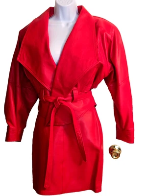 Twins Classic Leather Skirt & Jacket Women's Size Small Jacket, Skirt 5/6 Red - Image 1 of 4