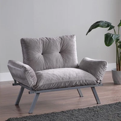 Convertible Futon Sofa Bed – Modern Sleeper Chair, Gray/Black, Multi-Function - Image 1 of 4