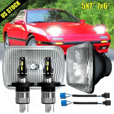 Faro LED haz alto/bajo luces H4 6000 k para Mazda RX-7 1986-1991 5x7" 7X6 pulgadas Foto 1 de 4