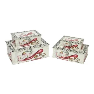 Northlight 4 French Fashion Wooden Storage Boxes 13.75" - Imagen 1 de 1