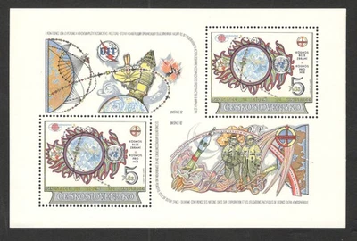 CZECHOSLOVAKIA- MNH BLOCK - SPACE EXPLORATION FOR PEACEFUL PURPOSES- 1982. - Image 1 of 2