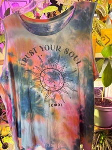 Homegirl Society Trust Your Soul Tank Top Plus 2X Muted Tie Dye Flared B48 L26 - Bild 1 von 4