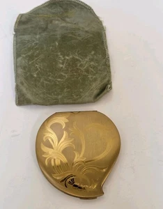 Vintage Elgin American herzförmig goldfarben verspiegelt kompakt ohne Puder USA - Bild 1 von 9
