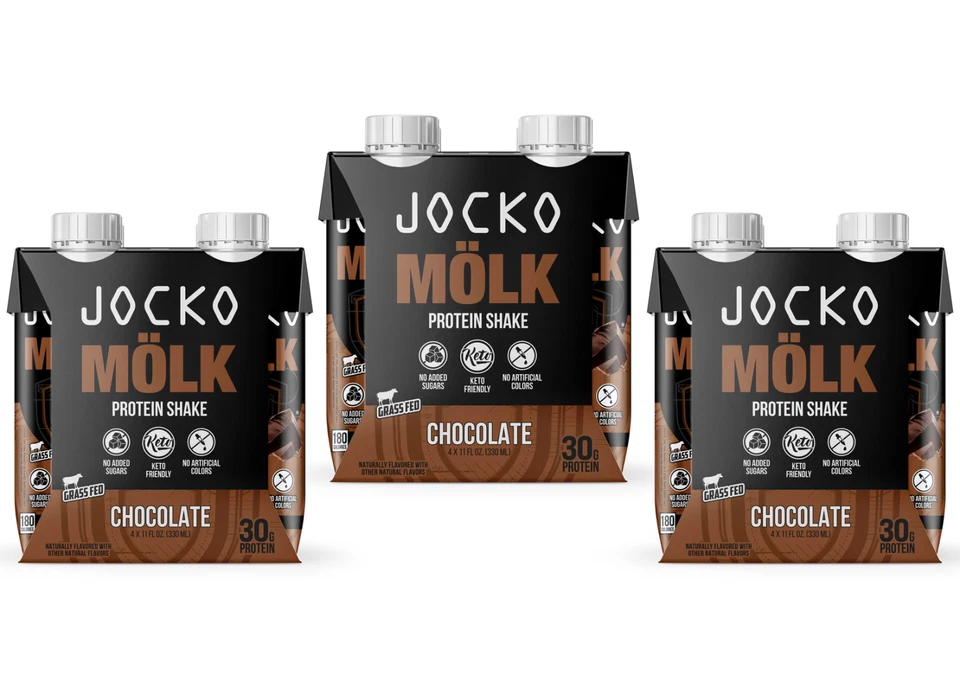 (Paquete de 3) Batido de proteínas Jocko Fuel, chocolate, 11 oz, 4 unidades 30 g de proteína Foto 1 de 1
