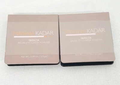 Lot of 2 Manna Kadar Trifecta Brow Eye Cheek Powder Clam Shell Brown Bronzer NEW - Image 1 of 3