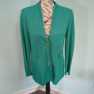 Misook Struktur Goldknopf Blazer Jacke Old Money Classic Medium Green - Bild 1 von 6