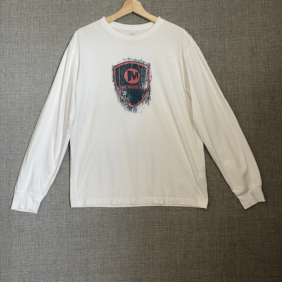Merrell Shirt Mens Small Long Sleeve White Logo Hiking - Image 1 of 4