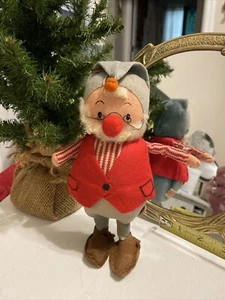 Vintage Weihnachtselfe Santa’s Helper Plüschpuppe 8 Zoll große Gläser rote Nase von Fun Farm - Bild 1 von 15