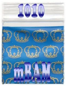 "Confezione da 100 ROYAL CROWNS 1010 Apple Zip Baggies 1.0x1.0" Mini BORSE POLI - Foto 1 di 12