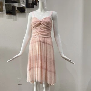 Free People Strapless Pink Chiffon Babydoll Dress Size Large - Picture 1 of 12