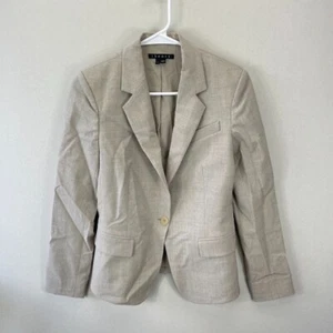 Theory Blazer Women’s 2 Beige Wool Blend Single Button Tailored - Picture 1 of 11