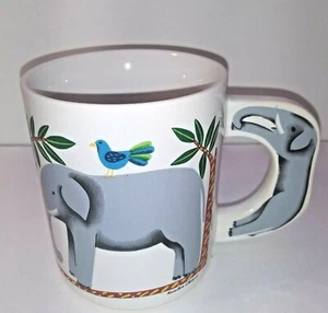 Taza de café Westwood gris elefante pájaro animal mango Kristen Chiara firmada  - Imagen 1 de 8