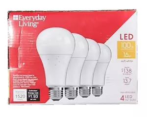 Frosted Bulb Classic A21 Soft White LED 16W 100Watt Repl 1520Lum E26 Base 4 Pack - Picture 1 of 4