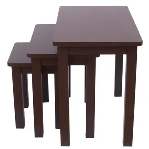 Nest Of 3 Coffee Tables Wooden Side End Table Lamp Stand Nesting Set-Espresso cl - Picture 1 of 5