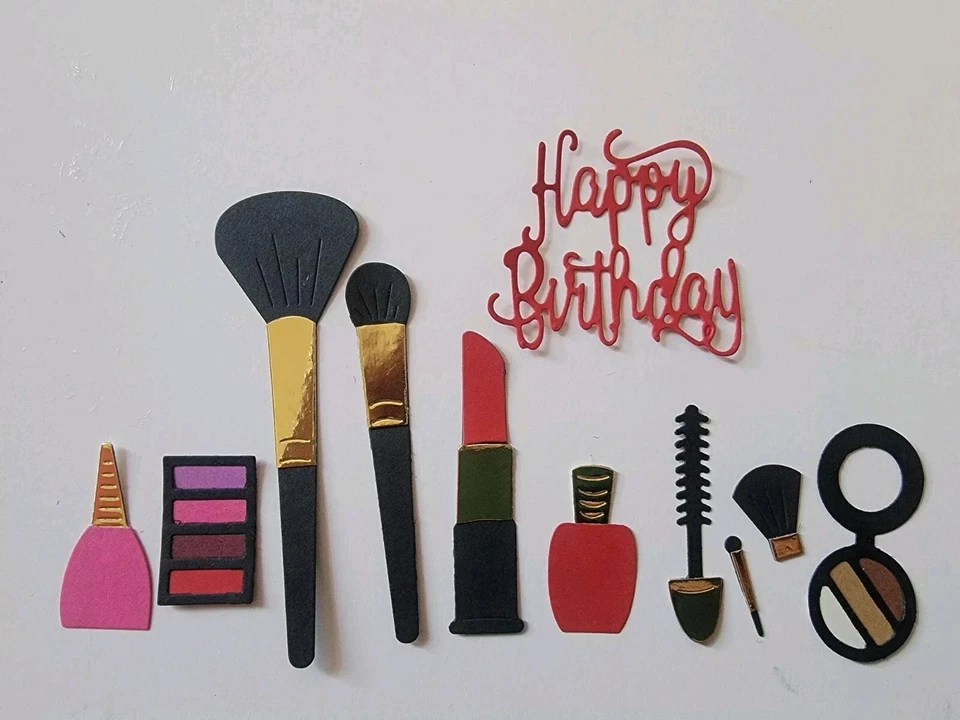 Happy Birthday Lady's Beauty Makeup Salon Combo cardstock die cuts  - Image 1 of 1