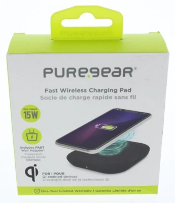 PureGear 15W Fast Wireless Charging Pad for Qi Enabled Devices Black - Image 1 of 4