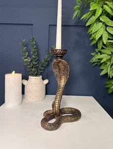 Detailed Bronze Cobra Snake Dinner Candle Holder | Home Accessories - Picture 1 of 10