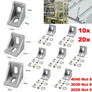 10/20x Befestigungsmaterial Winkel Aluprofile Verbinder 2020 3030 4040 Nut6 Nut8 - Bild 1 von 14