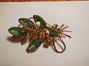 Old Brooch with Green Colored Stones - Picture 1 of 3