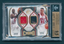 1/1 Michael Jordan Scottie Pippen 2009 SP Game Used Jersey Patch 23/35 BGS 9.5