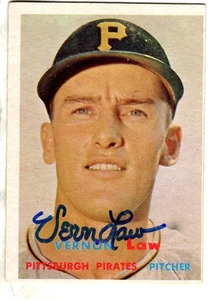 Signed VERN LAW 1957 Topps Card #199 - COA - Picture 1 of 1