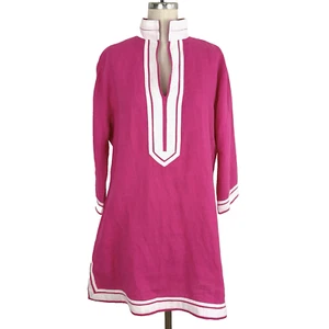 Guru NYC Tunic European Linen Dress 3/4 Sleeve Summer Beach Preppy Womens Size M - Picture 1 of 11