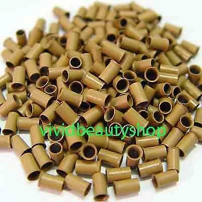 500 3.5mm Light Brown Copper Tubes Locks Micro Rings for I Tip Hair Extensions - Image 1 of 1