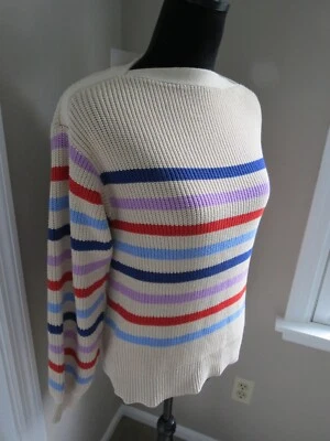 НОВЫЙ С ЯРЛЫКАМИ $98 ANN TAYLOR МУЛЬТИ ЦВЕТ В ПОЛОСКУ ШЕЙКЕР ВЯЗАНЫЙ СВИТЕР РАЗМЕР МАЛЕНЬКИЙ - Изображение 1 из 4