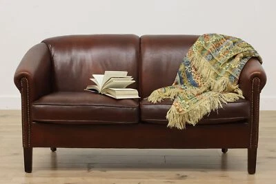 French Vintage Art Deco Sheep Leather Sofa or Loveseat #53977 - Image 1 of 4