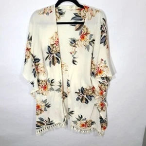 Umgee Women's Size S/M Floral Print Bell Sleeve Open Front Kimona Style Duster - Picture 1 of 5