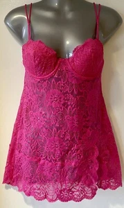 Victoria's Secret Pink Sheer Stretchy Lace Underwired Chemise Negligée 34B - Picture 1 of 12