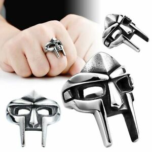 Size 7-14 MF DOOM Mask Gladiator Style Stainless Steel Ring Silver Stainless+