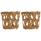  2 Pcs Grass Straw Vase Set Rattan Cup Sleeves Woven Holders