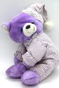 Nanco Pajama Bear Sleepy Stuffed Animal Plush Teddy Purple 1990 14 inch Vintage - Picture 1 of 15