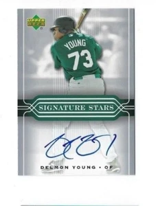 2005 UD Signature Stars Hobby Delmon Young cubierta superior SS-DY autógrafo estrella automática - Imagen 1 de 2