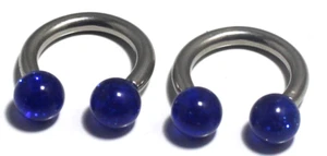 2) 8g 1/2 Shiny Blue 8mm UV Ball Hufeisen Lippe Brustwarzen Ringe Chirurgenstahl 316L - Bild 1 von 3