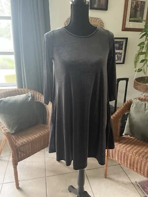 Bonito Vestido de Terciopelo Gris Agnes & Dora Xs Manga 3/4 Columpio Fiesta Evento Foto 1 de 3