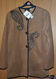 BNWT Ladies Jacket USA Designer Bob Mackie Brown Sequin Wearable Art Details - Picture 1 of 9