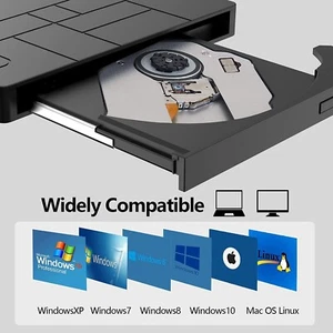 7-in-1  Externes CD/DVD Laufwerk USB-3.0+Type-C,Brenner Player Für Windows11 - Bild 1 von 9