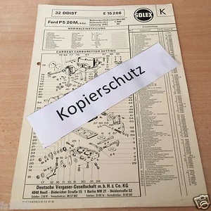 Carburador de doble corriente de caída Solex vintage Ford Taunus 20 M P 5 32DDIST - lista ET - Imagen 1 de 2