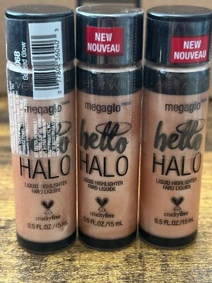 Wet n Wild MegaGlo Hello Halo Liquid Face Highlighter Guilded Glow 306B - 3 Pack - Image 1 of 3